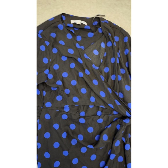 Emma & Michele Dress Womens XL Black Blue Polka Dot Long Sleeve Wrap New - Picture 4 of 12